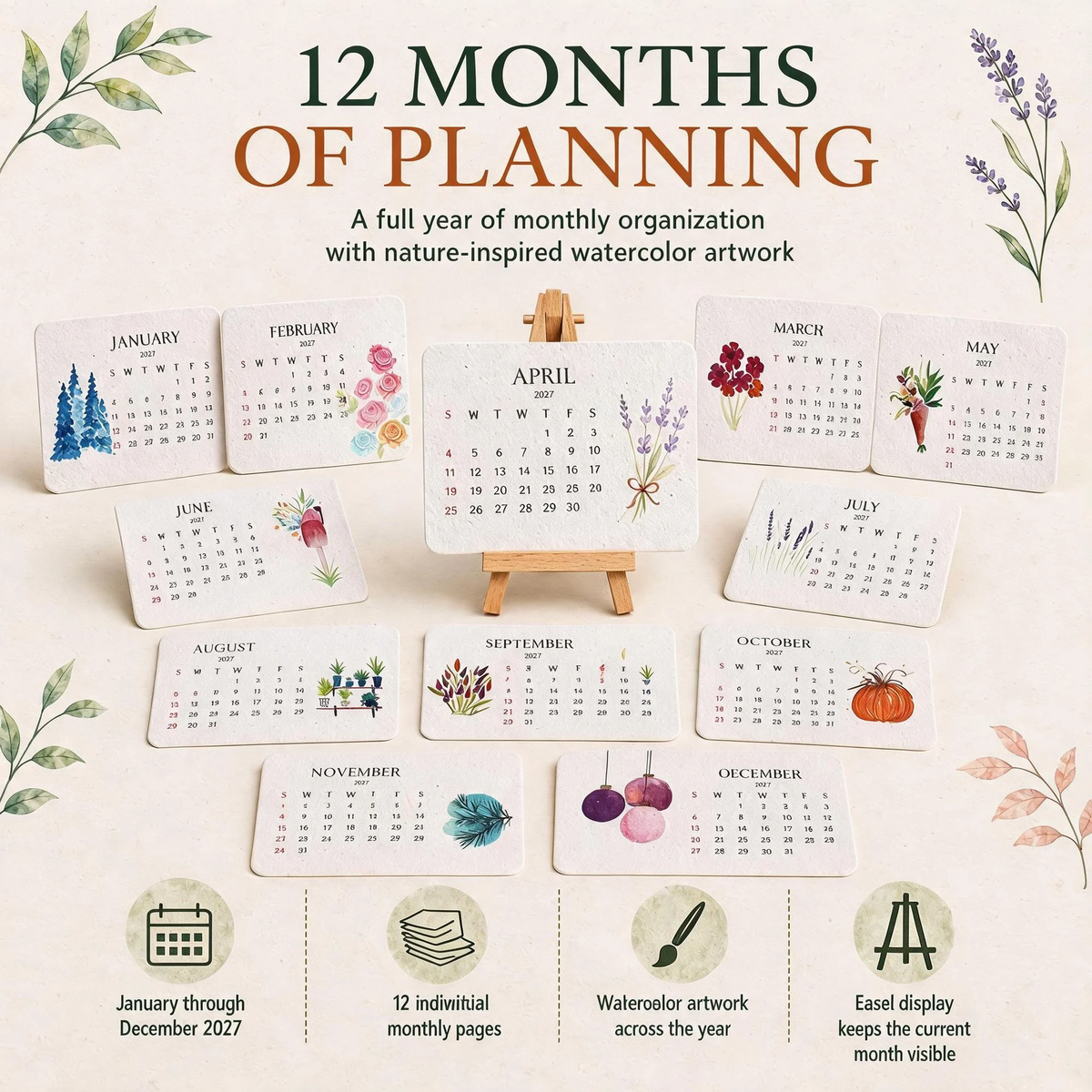 🌱2027 Timeless Seed Calendar｜Eco-Friendly Plantable Calendar 🌱 Plan • Plant • Grow • Enjoy